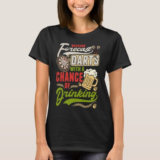 Dart Throwing Dartboard 180 Darts and Beer T-shirt (Voorkant)