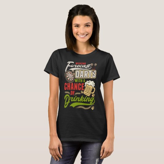 Dart Throwing Dartboard 180 Darts and Beer T-shirt (Voorkant volledig)