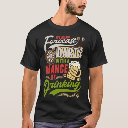 Dart Throwing Dartboard 180 Darts and Beer T-shirt (Voorkant)