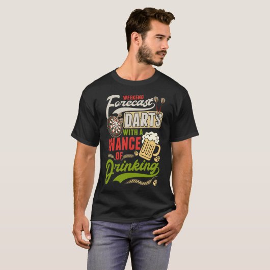 Dart Throwing Dartboard 180 Darts and Beer T-shirt (Voorkant volledig)