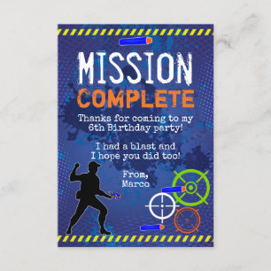 Dart Wars Birthday Party Bedankt voor je creditcar Kaart