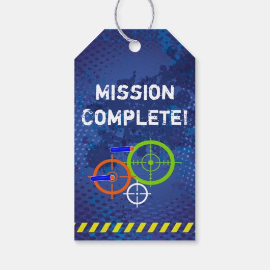 Dart Wars Party Dart Pistool Verjaardag Cadeaulabel (Achterkant)