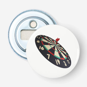 Dartboard Bullseye, White Magnetic Bottle Opener. Button Flesopener