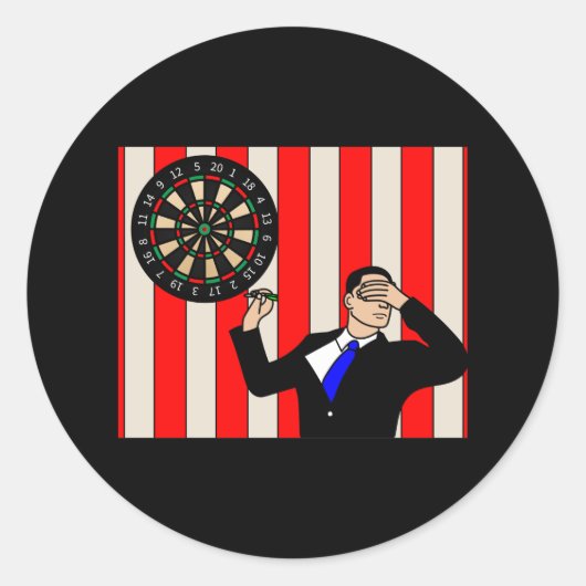 Dartboard Dart Speler Met Dartpijlen Ronde Sticker (Voorkant)