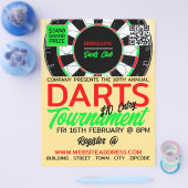 Dartboard Design, Darts Toernooi Adverteren Flyer (Enkel)