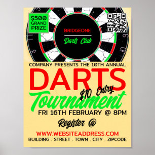 Dartboard Design, Darts Toernooi Adverteren Poster