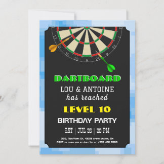 Dartboard Gamer Birthday Invitation Kaart