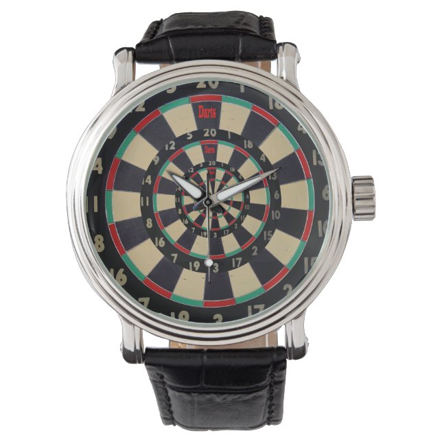 Dartboard in drie lagen, horloge (Voorkant)