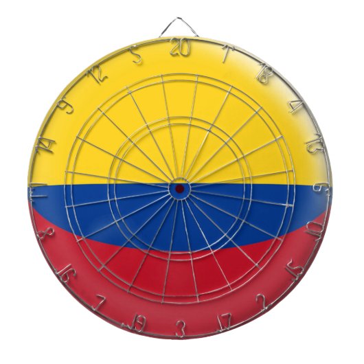 Dartboard met 6 darts Colombiaanse vlag Dartbord (Voorkant)