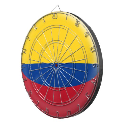 Dartboard met 6 darts Colombiaanse vlag Dartbord (Voorkant Rechts)