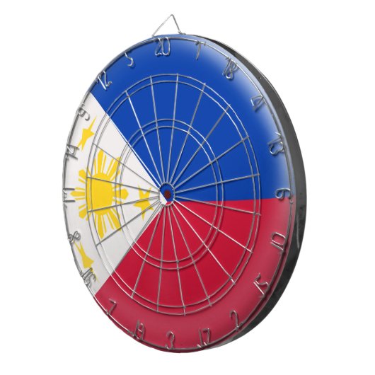 Dartboard met 6 darts Filippijnse vlag Dartbord (Voorkant Rechts)