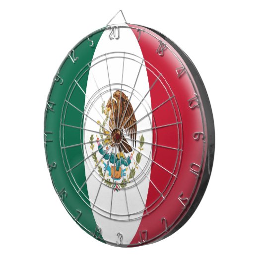 Dartboard met 6 darts Mexicaanse vlag Dartbord (Voorkant Rechts)