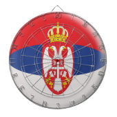 Dartboard met 6 darts Servische vlag Dartbord (Voorkant)