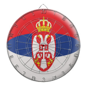 Dartboard met 6 darts Servische vlag Dartbord