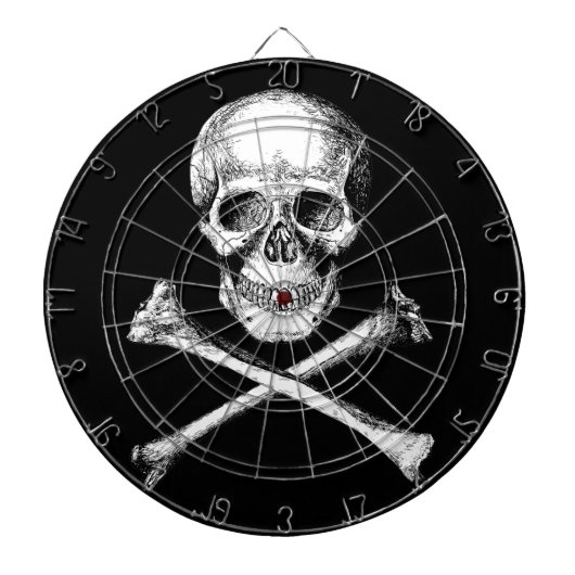 Dartboard met Botten voor schedel en dwars Dartbord (Voorkant)
