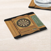 Dartboard met Cricket Scoring Vierkante Kartonnen Onderzetter (Schuin)