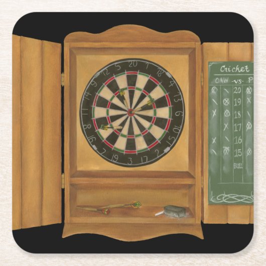 Dartboard met Cricket Scoring Vierkante Kartonnen Onderzetter (Voorkant)
