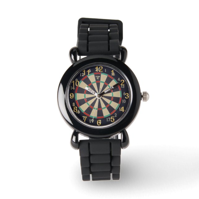 Dartboard met Dart in Bullseye Horloge (Voorkant)
