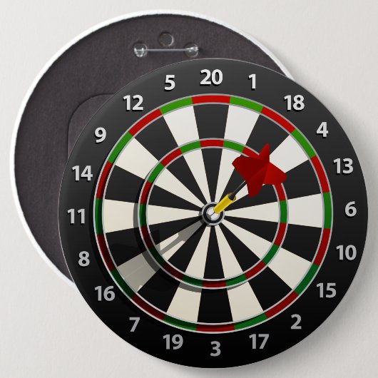 Dartboard met dart ronde button 6,0 cm (Voorkant /achterkant)