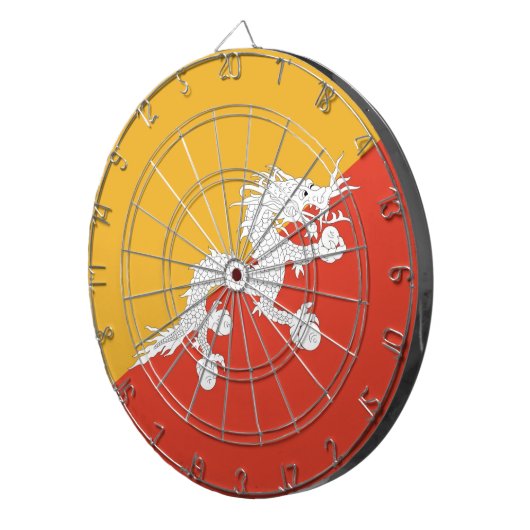 Dartboard met vlag van Bhutan Dartbord (Voorkant Rechts)
