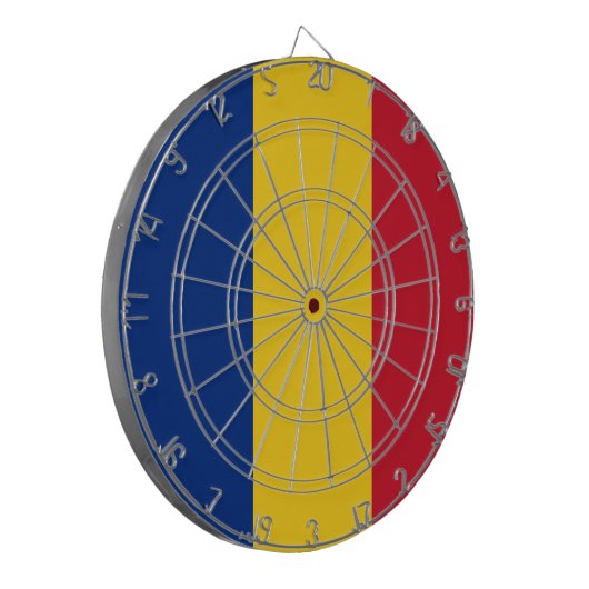 Dartboard met vlag van Roemenië Dartbord (Voorkant Links)