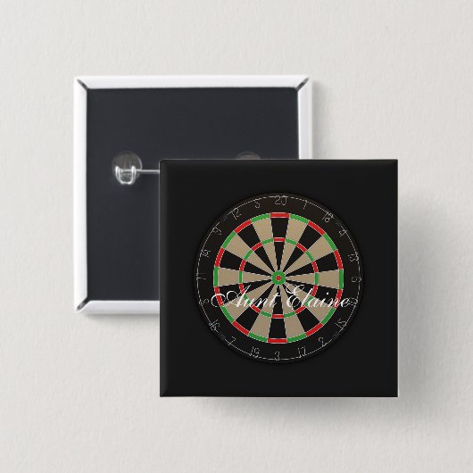 Dartboard Monogram Naam Vierkante Button 5,1 Cm (Voorkant /achterkant)