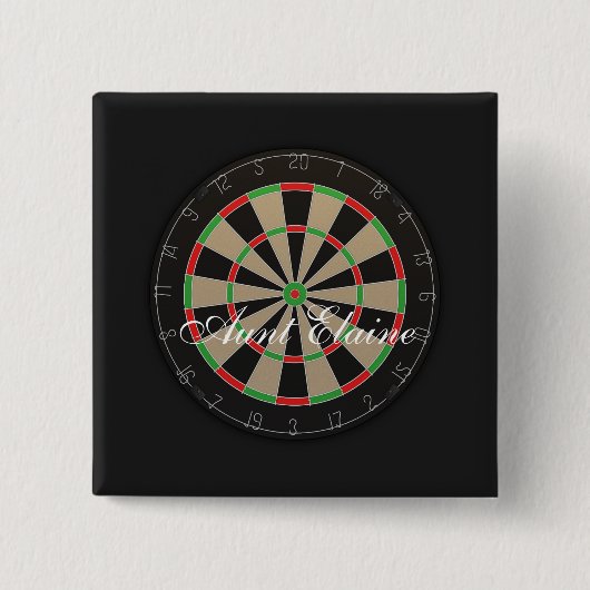 Dartboard Monogram Naam Vierkante Button 5,1 Cm (Voorkant)