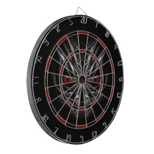 DARTBOARD SILVER GRAY FACE MET RODE OGEN DARTBORD (Voorkant Links)