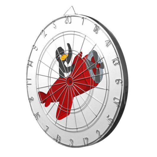 Dartboard van cartoon van vliegende pinguïn dartbord (Voorkant Rechts)