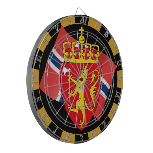 Dartboard van Noorwegen en vlagdonker/spelraad Dartbord (Voorkant Links)