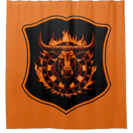 Dartboard Wappen mit Stierkopf und Flammen Darts Douchegordijn