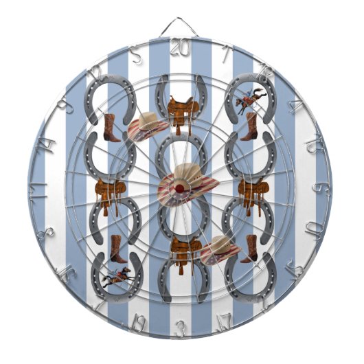 Dartbord blauw & wit gestreept paardenzadel (Voorkant)