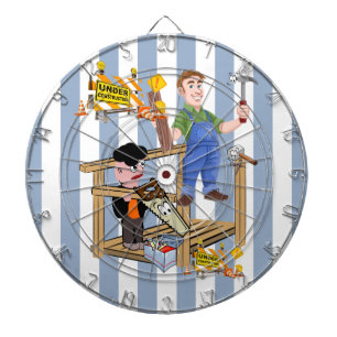 Dartbord blauw & witte streep in aanbouw