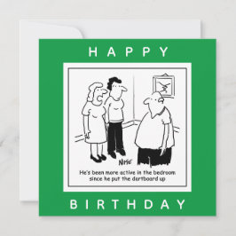 Dartbord in de slaapkamer. Grappige cartoon Kaart