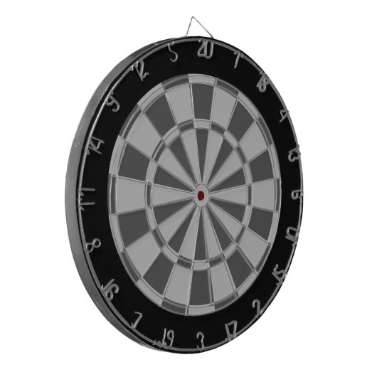 Dartbord: lichtgrijs, houtskoolgrijs en zwart dartbord (Voorkant Links)