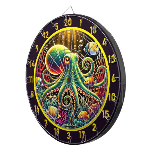 Dartbord met etherische diepten voor octopussen (Voorkant Rechts)
