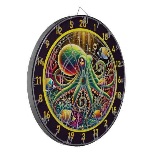 Dartbord met etherische diepten voor octopussen (Voorkant Links)