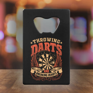 Darten gooien en harten breken - Funny Dart Kredietkaart Flessenopener