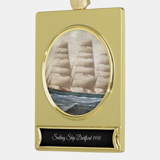 Dartford Zeilschip 1910 Verguld Banner Ornament (Links)