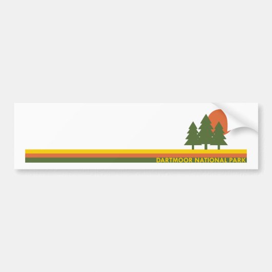 Dartmoor National Park Pine Trees Sun Bumpersticker (Voorkant)