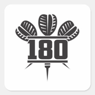Darts 180 Dart Dartboard Bullseye Pijl Gift Idee Vierkante Sticker