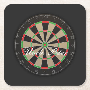 Darts Dartboard Monogram Naam Vierkante Kartonnen Onderzetter