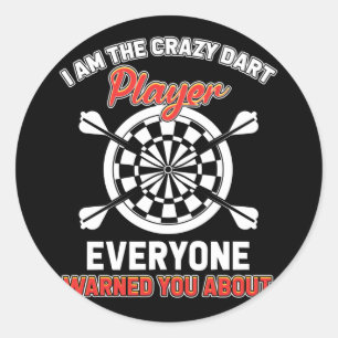 Darts Design - ik ben de gekke kunstspeler Ronde Sticker