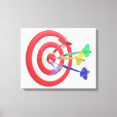 Darts die het midden van dartboard raken canvas afdruk (Voorkant)