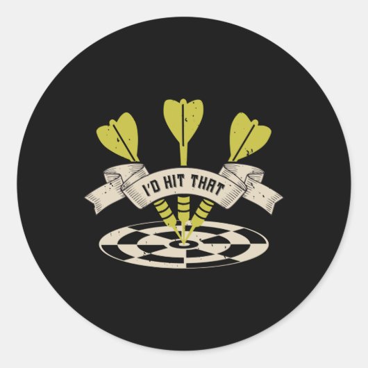 Darts, ik zou die Bullseye wel eens horen Ronde Sticker (Voorkant)
