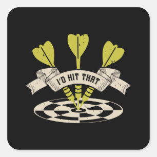 Darts, ik zou die Bullseye wel eens horen Vierkante Sticker
