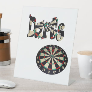 Darts Logo en dartboard, Reclamebord Met Voetstuk