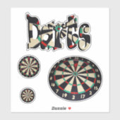 Darts-Logo en kunstborden, Sticker (Vel)