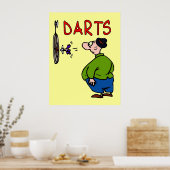 Darts Player Cartoon Poster (Keuken)