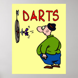 Darts Player Cartoon Poster
